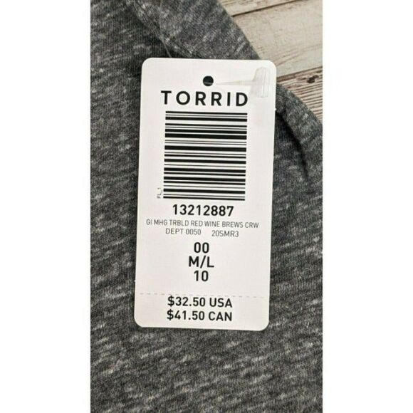 Torrid Womens Size 00 Gray Red Wine And Brews Slim Fit Crewneck Short Sleeve Tee - Picture 7 of 9